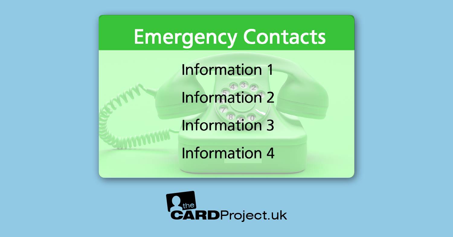 Green Emergency Contacts Card  